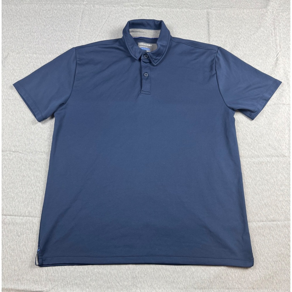 Twillory Athletic Athleisure Polo Shirt Mens Large Navy Blue Short Sleeve
